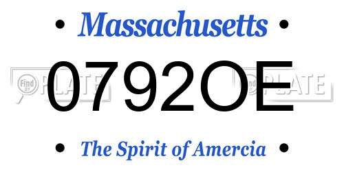 0792OE Massachusetts License Plate