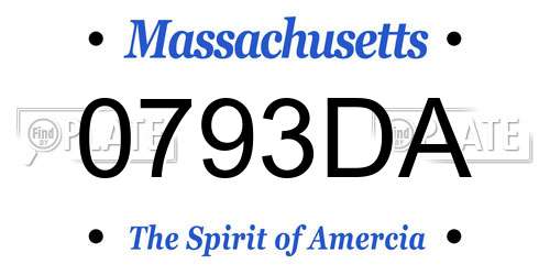 0793DA Massachusetts License Plate