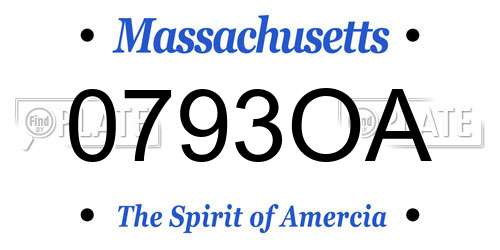 0793OA Massachusetts License Plate