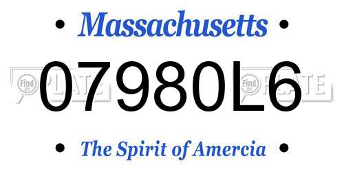 07980L6 Massachusetts License Plate