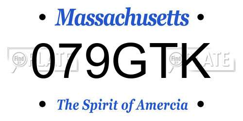 079GTK Massachusetts License Plate