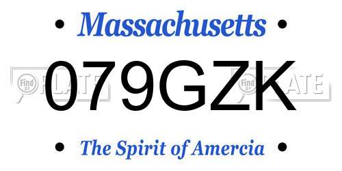 079GZK Massachusetts License Plate