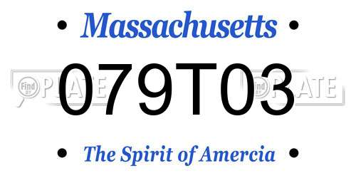 079T03 Massachusetts License Plate