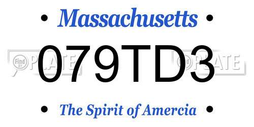 079TD3 Massachusetts License Plate