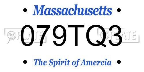 079TQ3 Massachusetts License Plate