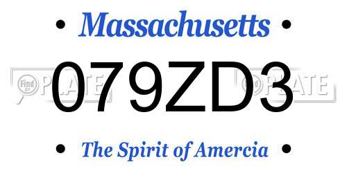 079ZD3 Massachusetts License Plate