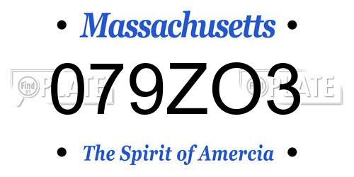 079ZO3 Massachusetts License Plate
