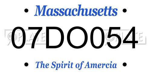 07DO054 Massachusetts License Plate