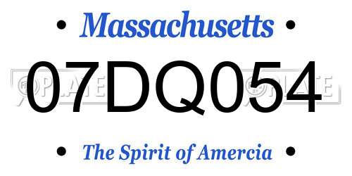 07DQ054 Massachusetts License Plate