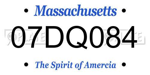07DQ084 Massachusetts License Plate