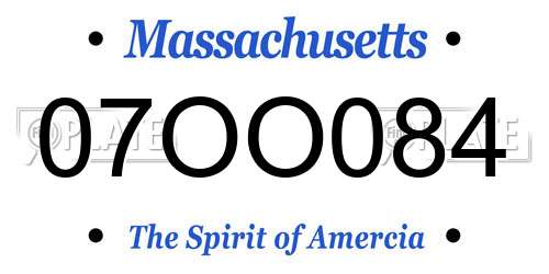 07OO084 Massachusetts License Plate