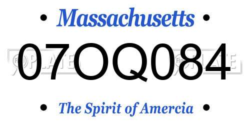 07OQ084 Massachusetts License Plate