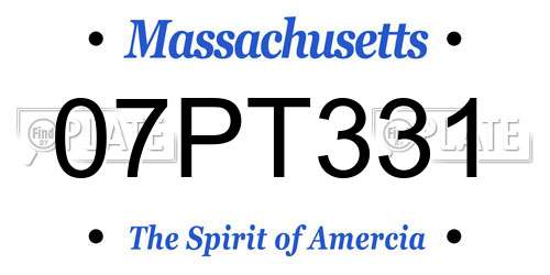 07PT331 Massachusetts License Plate