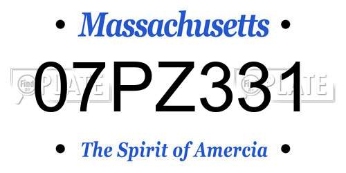 07PZ331 Massachusetts License Plate