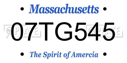 07TG545 Massachusetts License Plate