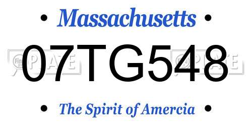 07TG548 Massachusetts License Plate