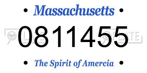 0811455 Massachusetts License Plate