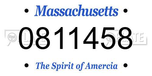 0811458 Massachusetts License Plate