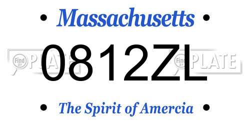 0812ZL Massachusetts License Plate