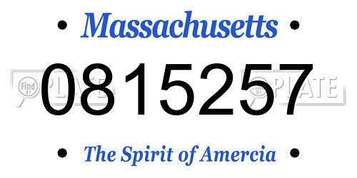0815257 Massachusetts License Plate