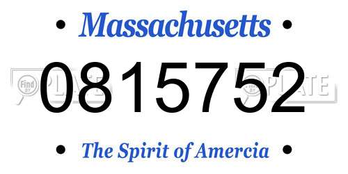 0815752 Massachusetts License Plate