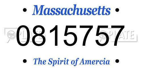 0815757 Massachusetts License Plate