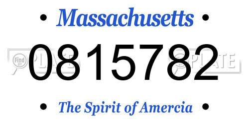 0815782 Massachusetts License Plate