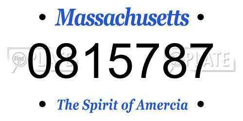 0815787 Massachusetts License Plate