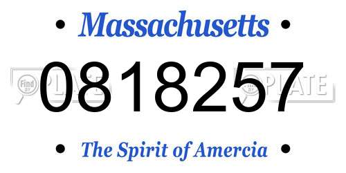 0818257 Massachusetts License Plate