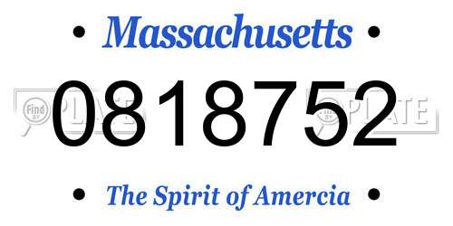 0818752 Massachusetts License Plate