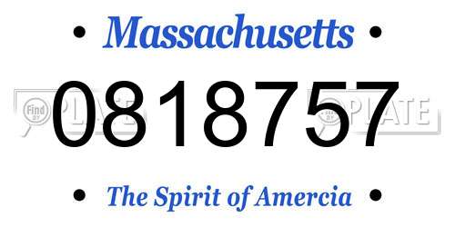 0818757 Massachusetts License Plate
