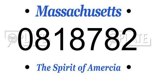 0818782 Massachusetts License Plate