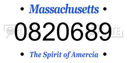 0820689 Massachusetts License Plate