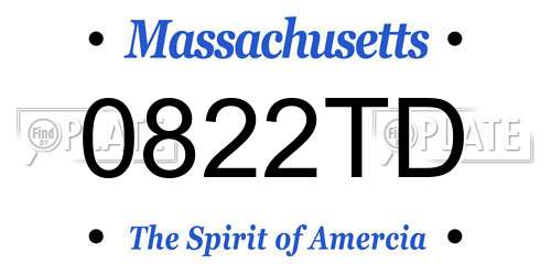 0822TD Massachusetts License Plate