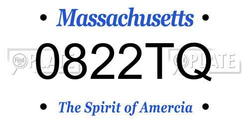 0822TQ Massachusetts License Plate