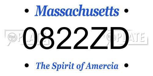 0822ZD Massachusetts License Plate