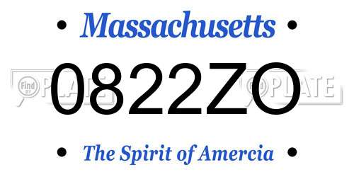 0822ZO Massachusetts License Plate