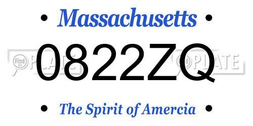0822ZQ Massachusetts License Plate