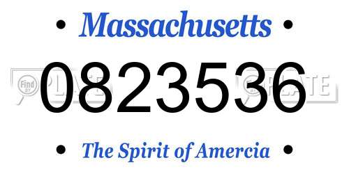 0823536 Massachusetts License Plate