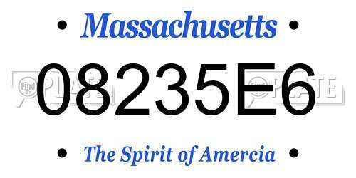 08235E6 Massachusetts License Plate