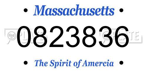 0823836 Massachusetts License Plate