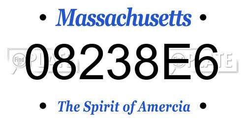 08238E6 Massachusetts License Plate