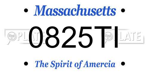 0825TI Massachusetts License Plate