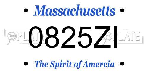 0825ZI Massachusetts License Plate