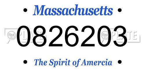 0826203 Massachusetts License Plate