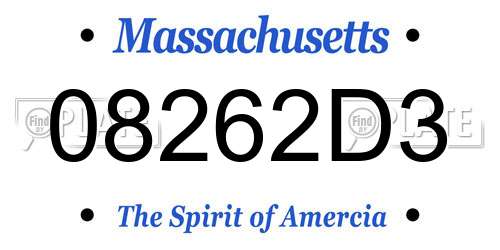08262D3 Massachusetts License Plate
