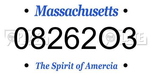 08262O3 Massachusetts License Plate