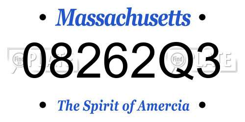 08262Q3 Massachusetts License Plate