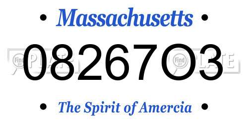 08267O3 Massachusetts License Plate