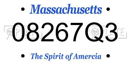 08267Q3 Massachusetts License Plate